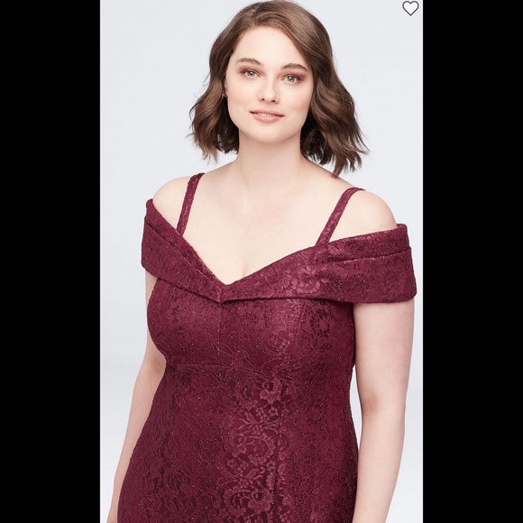 Cold-Shoulder Glitter Lace Mermaid Dress - Picture 2 of 14